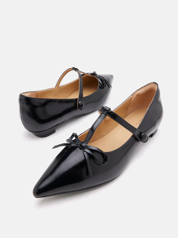 Stevie T-Bar Pointed Toe Bow Flats - Image 10
