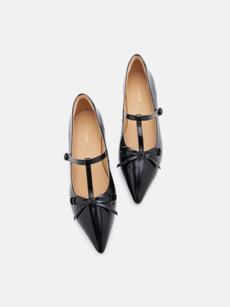 Stevie T-Bar Pointed Toe Bow Flats - Image 14