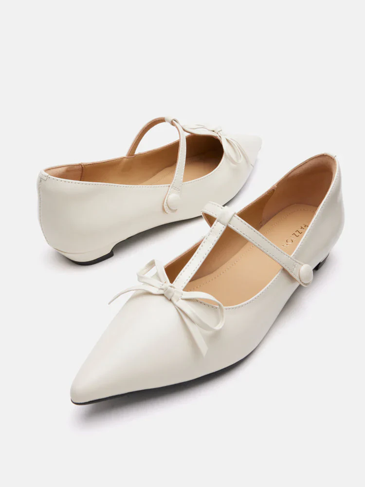 Stevie T-Bar Pointed Toe Bow Flats - Image 3