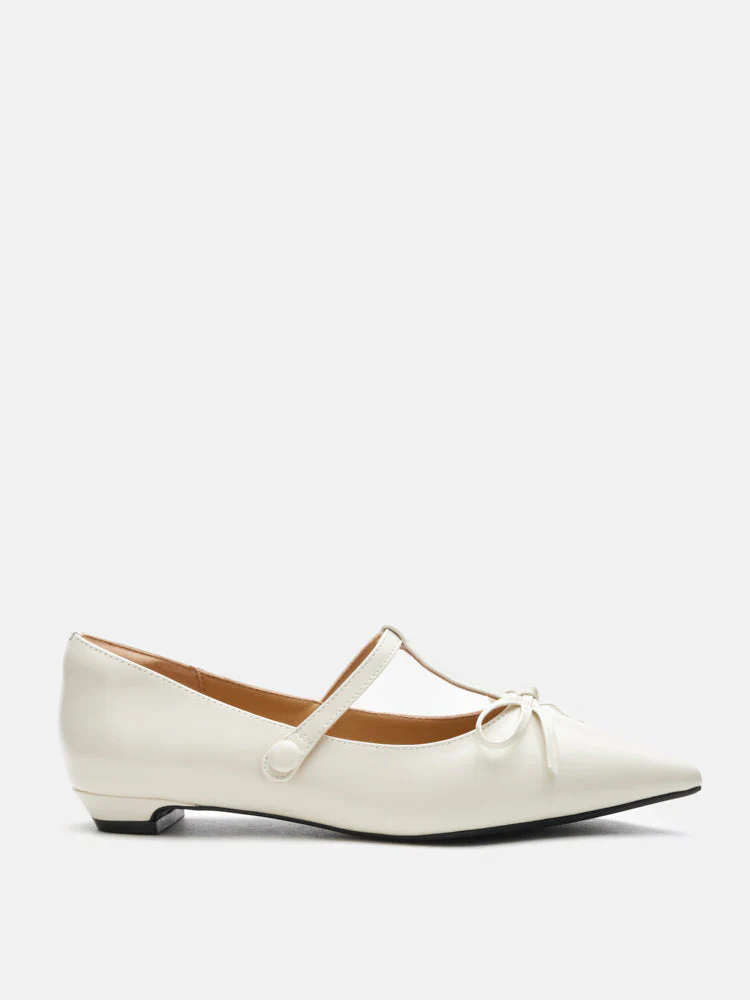 Stevie T-Bar Pointed Toe Bow Flats - Image 4