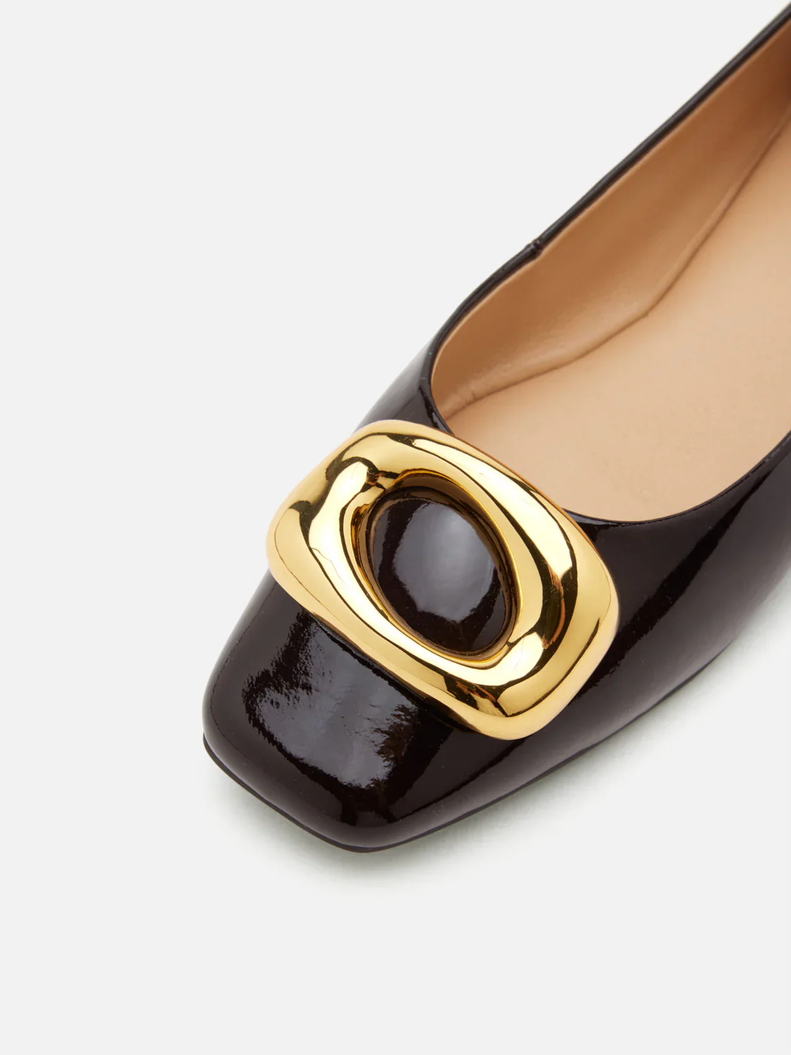Oriella Gold Buckle Square-Toe Flats - Image 11