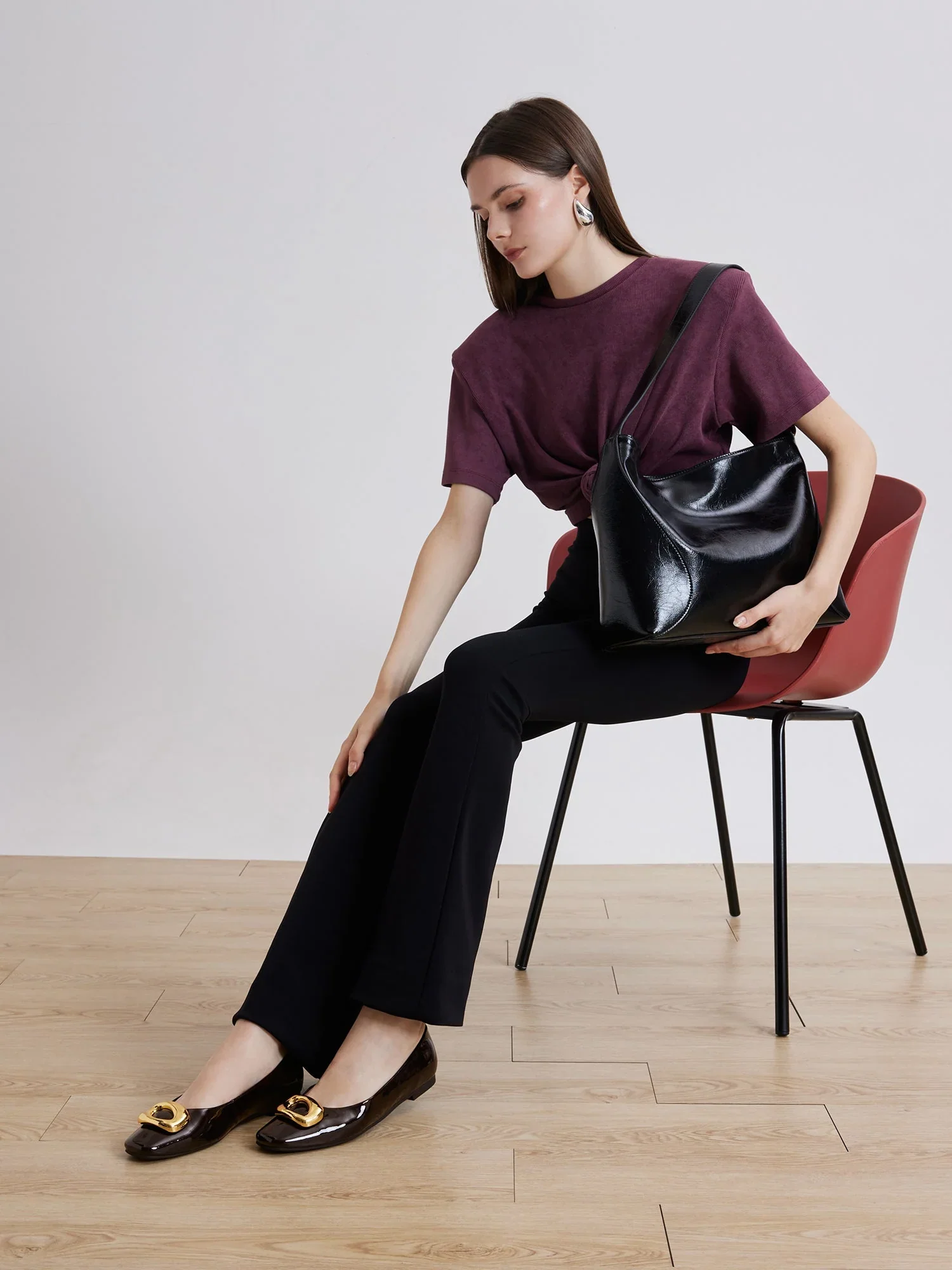 Oriella Gold Buckle Square-Toe Flats - Image 13