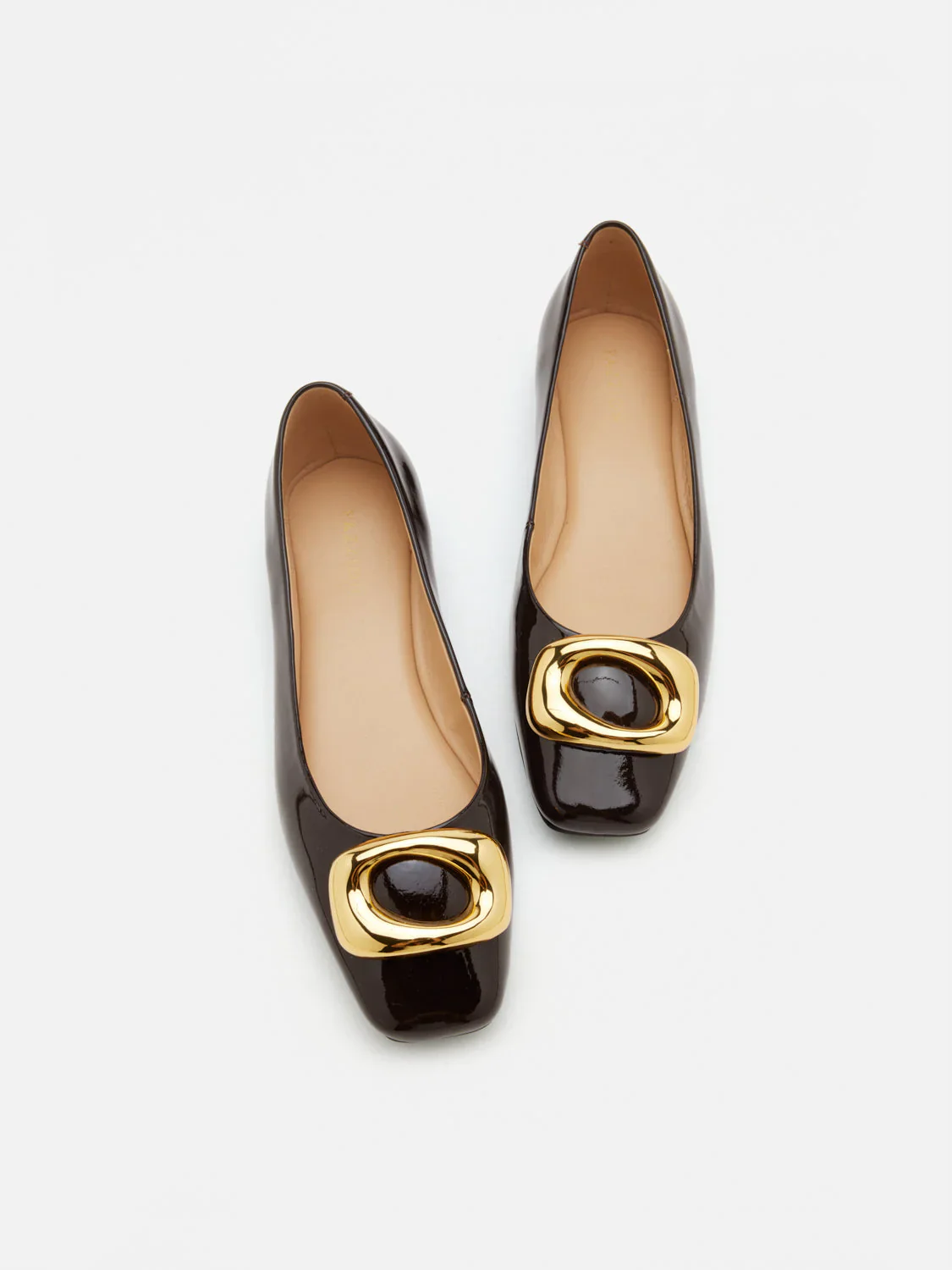 Oriella Gold Buckle Square-Toe Flats - Image 14
