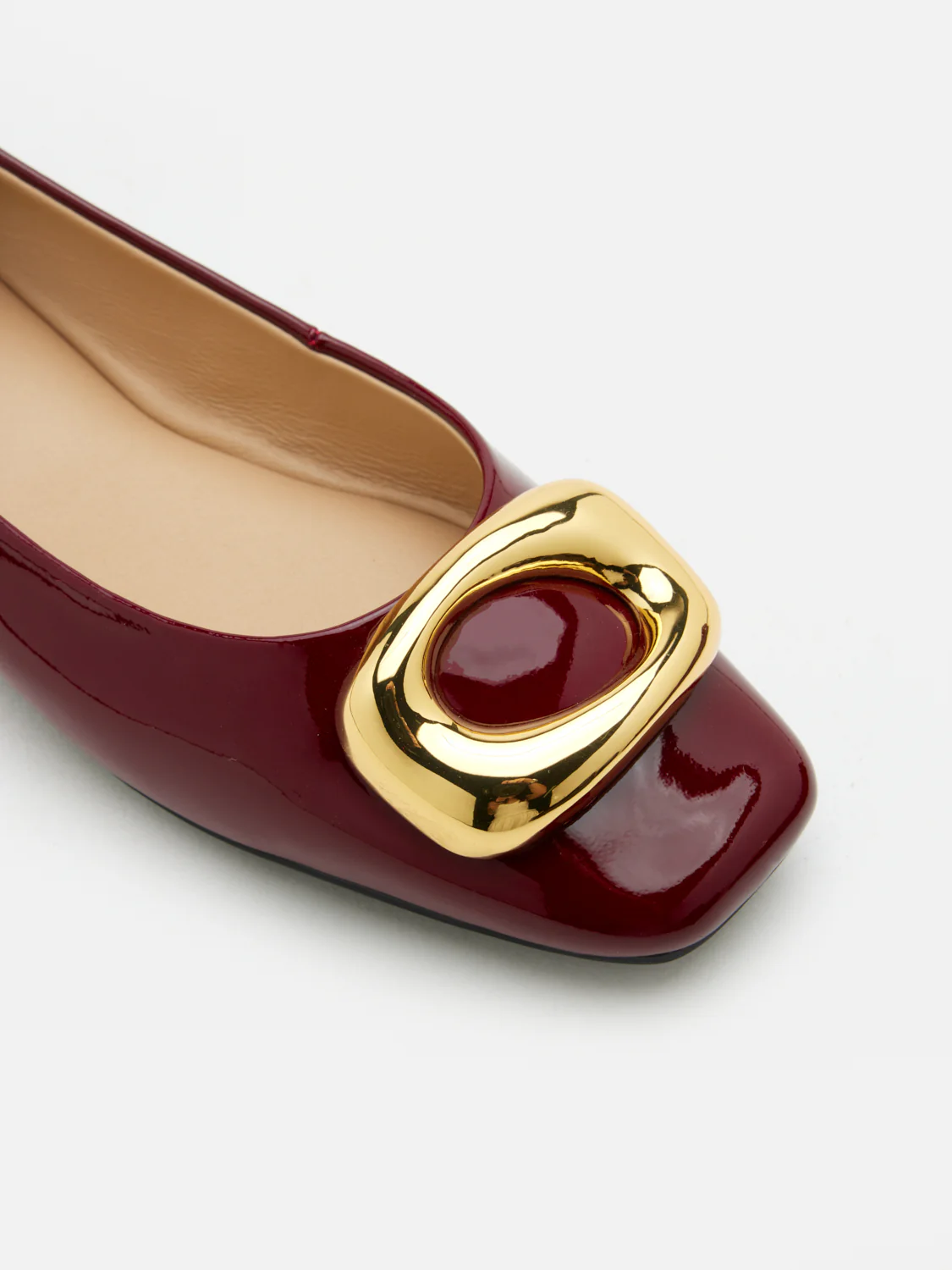 Oriella Gold Buckle Square-Toe Flats - Image 3