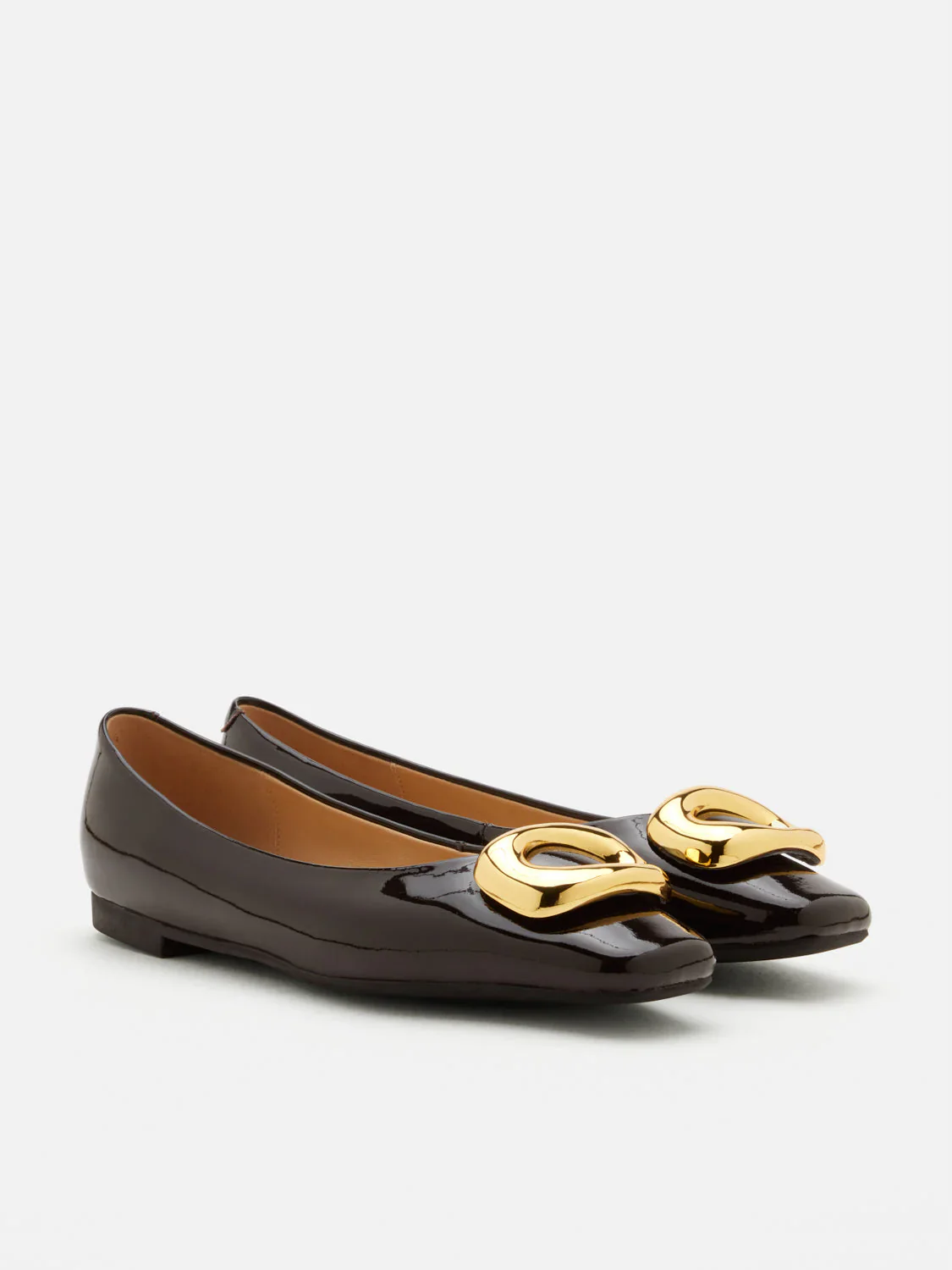 Oriella Gold Buckle Square-Toe Flats - Image 9