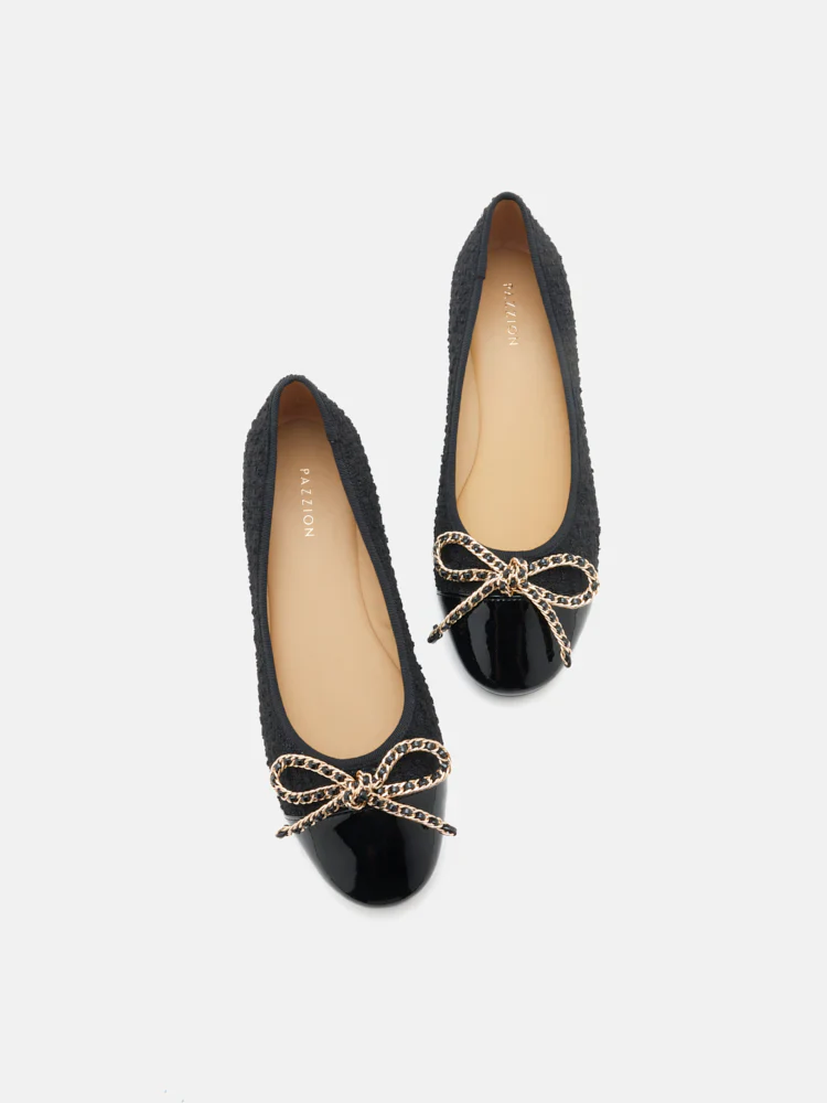 Daisy Tweed Toe Cap Bow Flats - Image 19