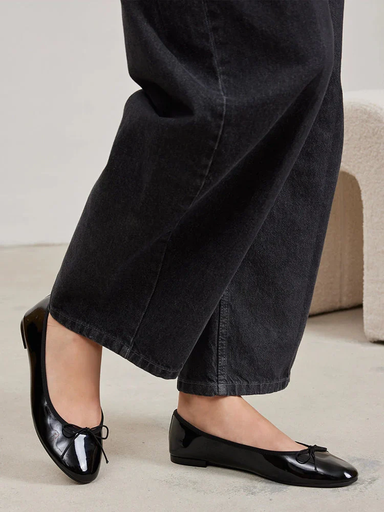 Belmara Bow-Tied Leather Ballet Flats - Image 9