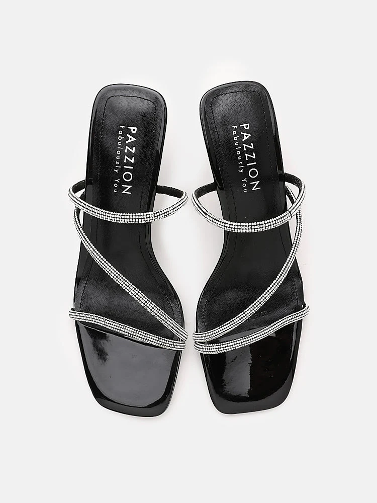 Stacey Strappy Silver Sparkly Open Toe Heels - Image 11