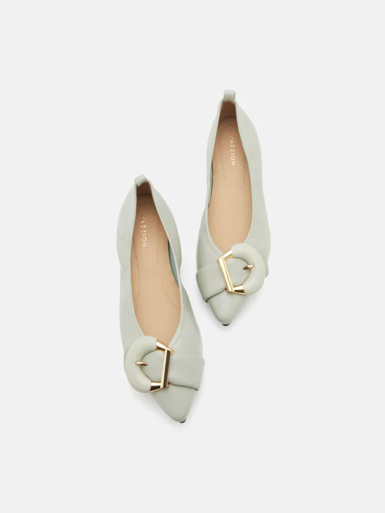 Megan Buckle Pointed Toe Flats - Image 13
