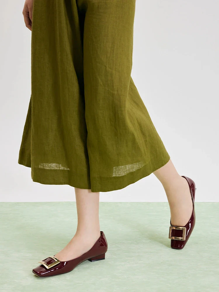 Marlie Buckle Patent Leather Low Heels - Image 4