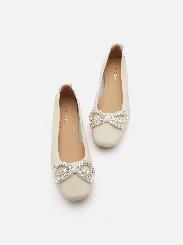Daphne Diamante Embellished Bow Flats - Image 14