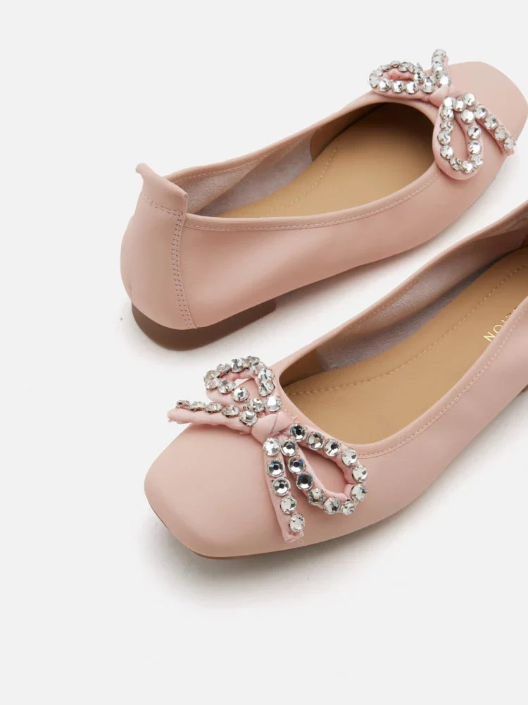 Daphne Diamante Embellished Bow Flats - Image 3