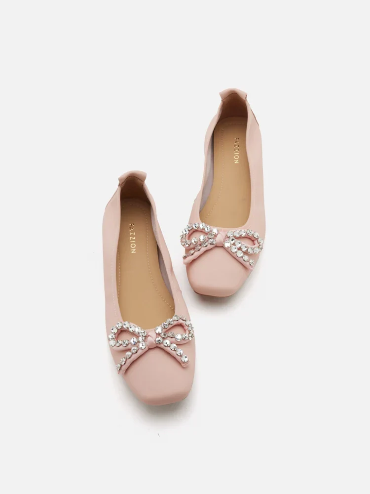 Daphne Diamante Embellished Bow Flats - Image 6