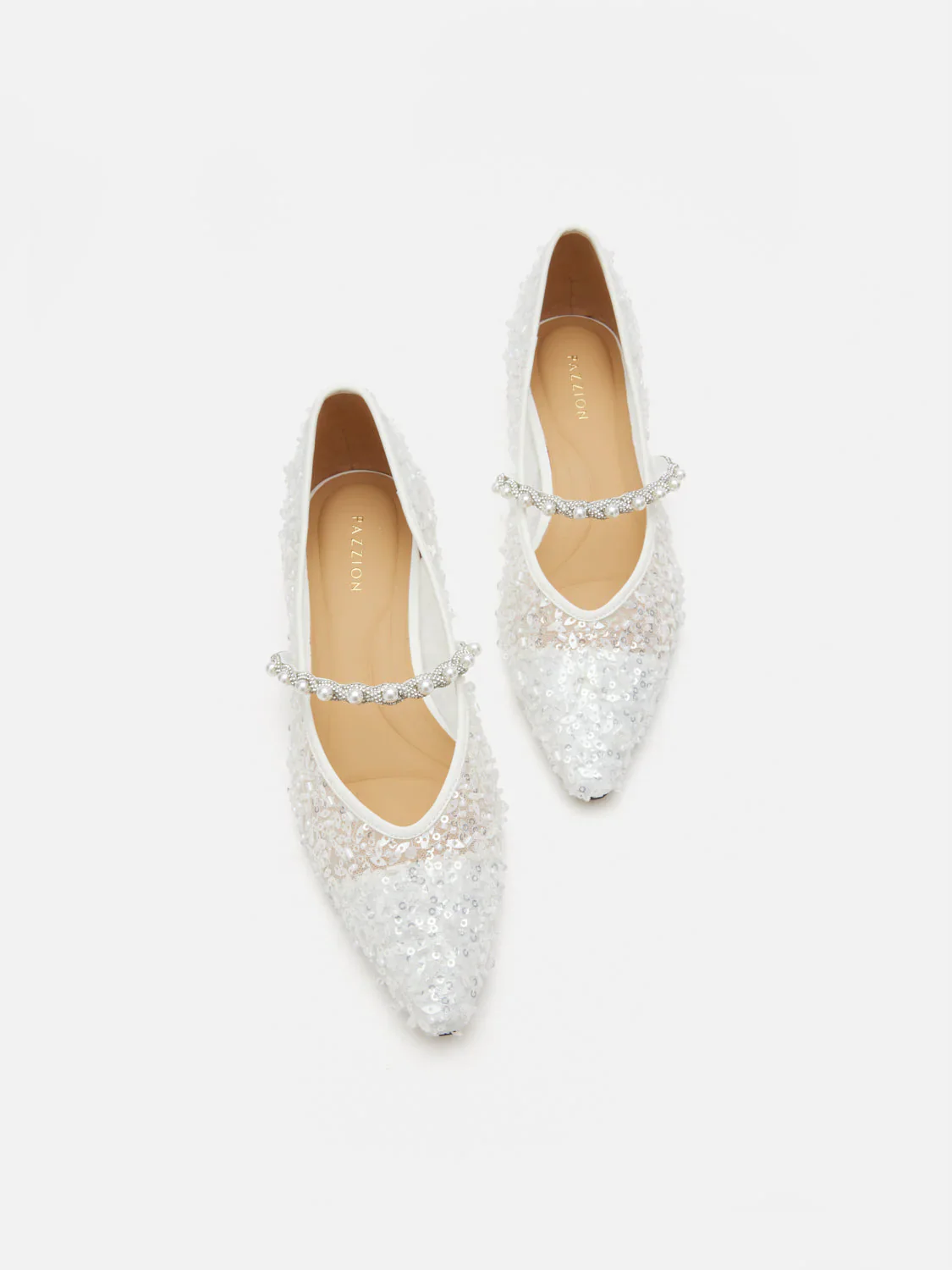 Jemima Embellished Mesh Pointed Toe Flats - Image 13