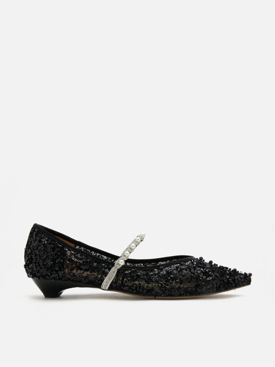 Jemima Embellished Mesh Pointed Toe Flats - Image 4