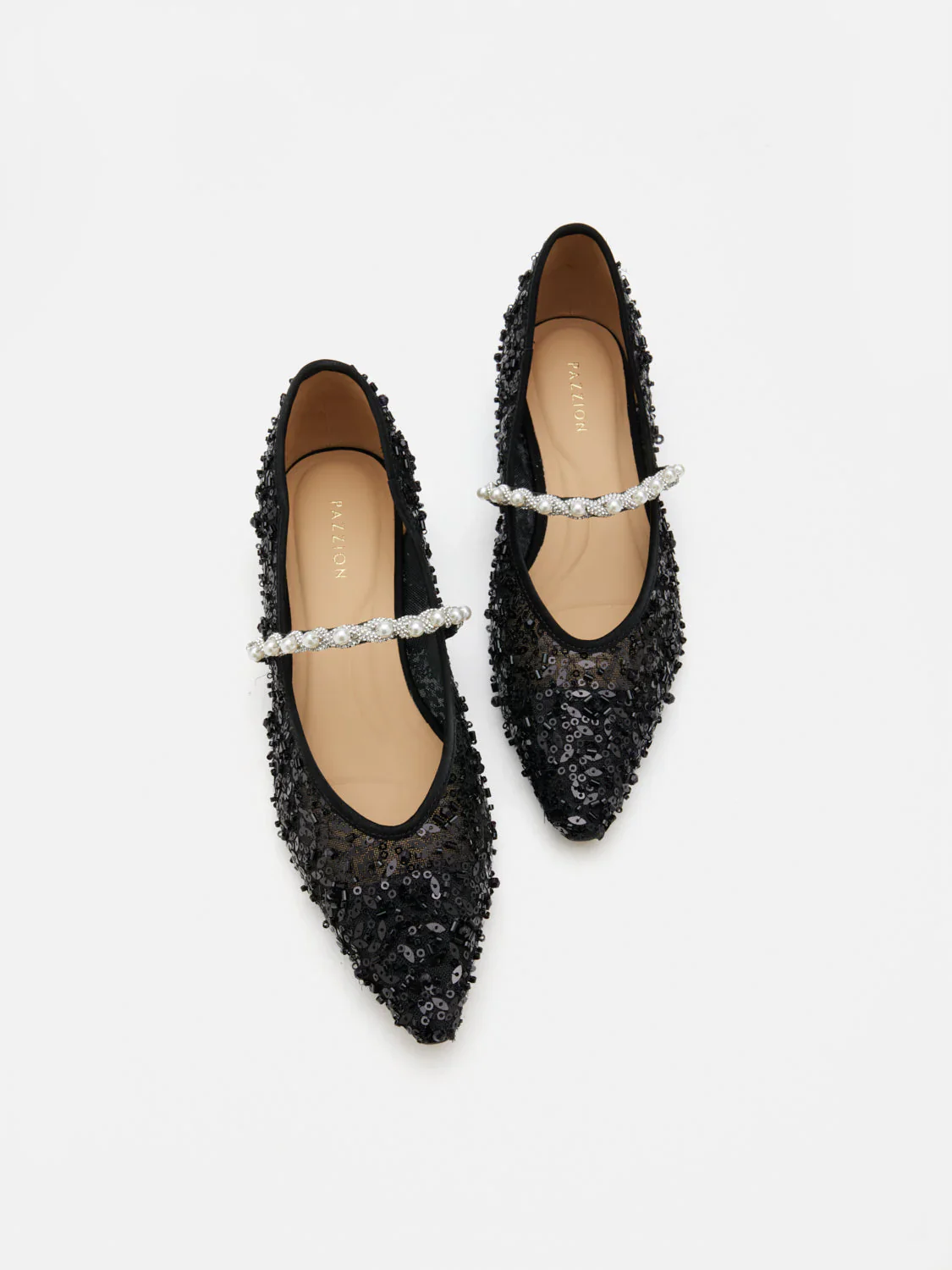 Jemima Embellished Mesh Pointed Toe Flats - Image 6