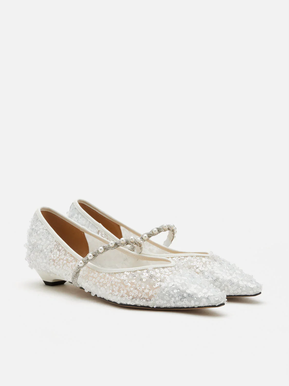 Jemima Embellished Mesh Pointed Toe Flats - Image 8