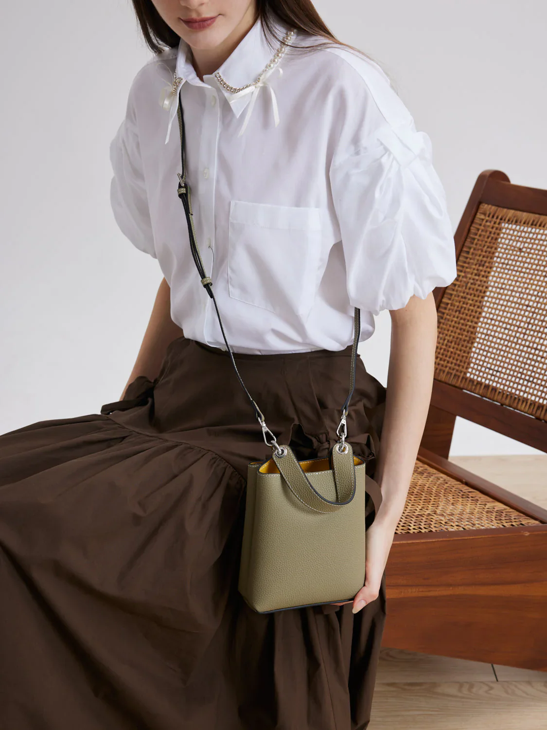 Estelle Leather Mini Bucket Bag - Image 15