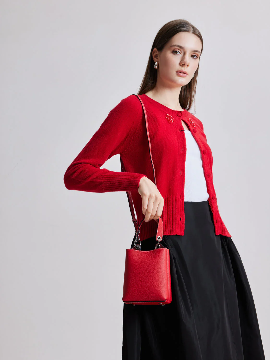 Estelle Leather Mini Bucket Bag - Image 4