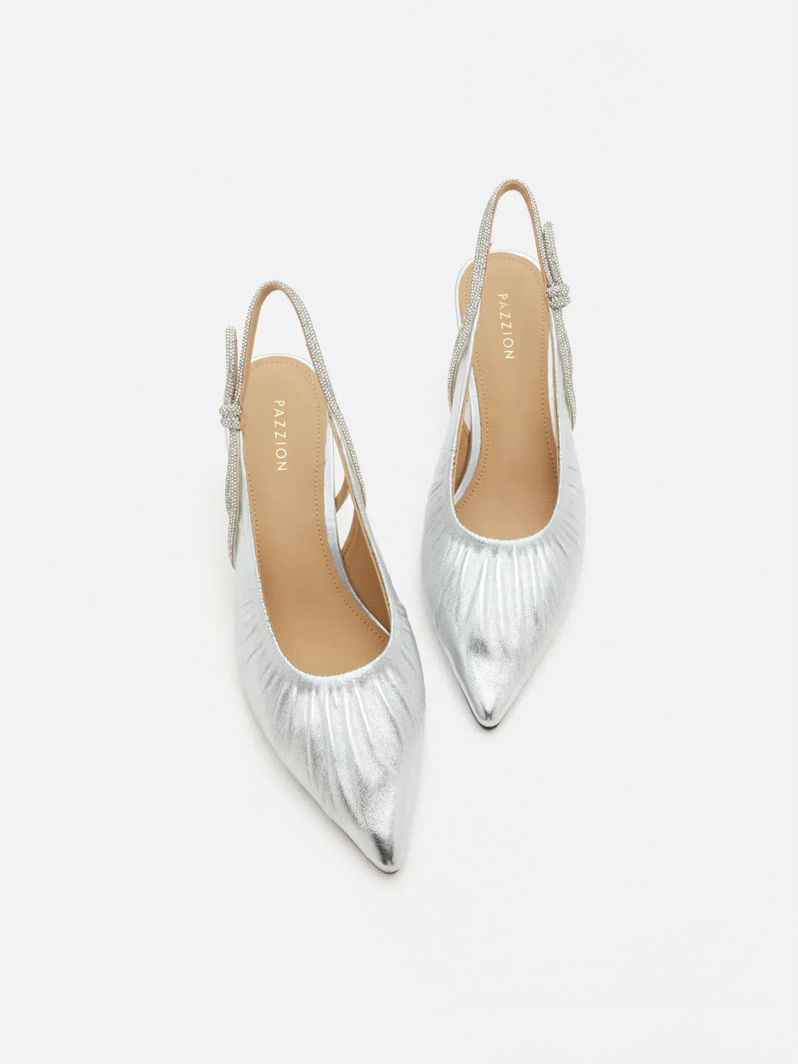 Natalia Ruched Crystal Slingback Heels - Image 14