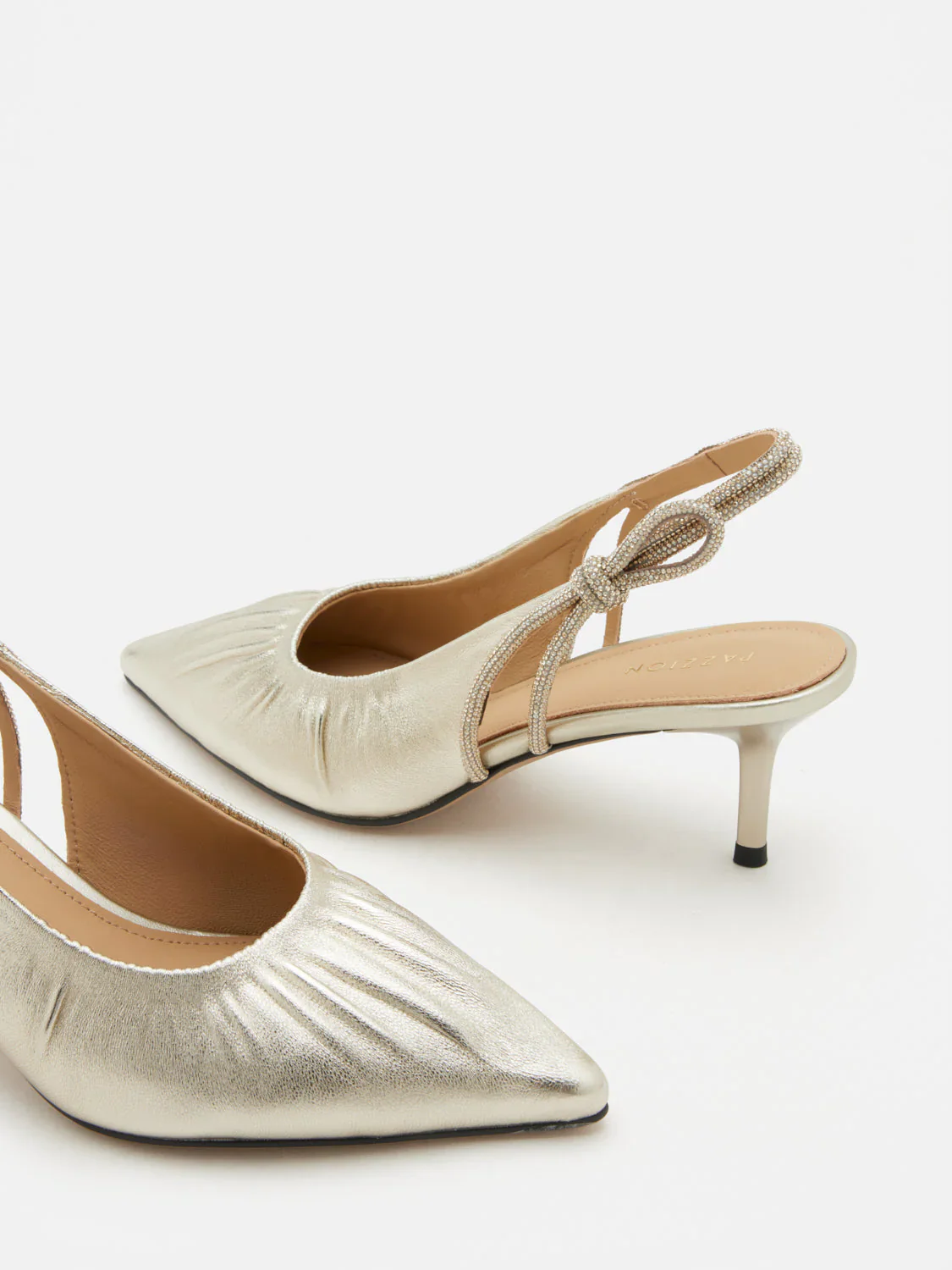 Natalia Ruched Crystal Slingback Heels - Image 3