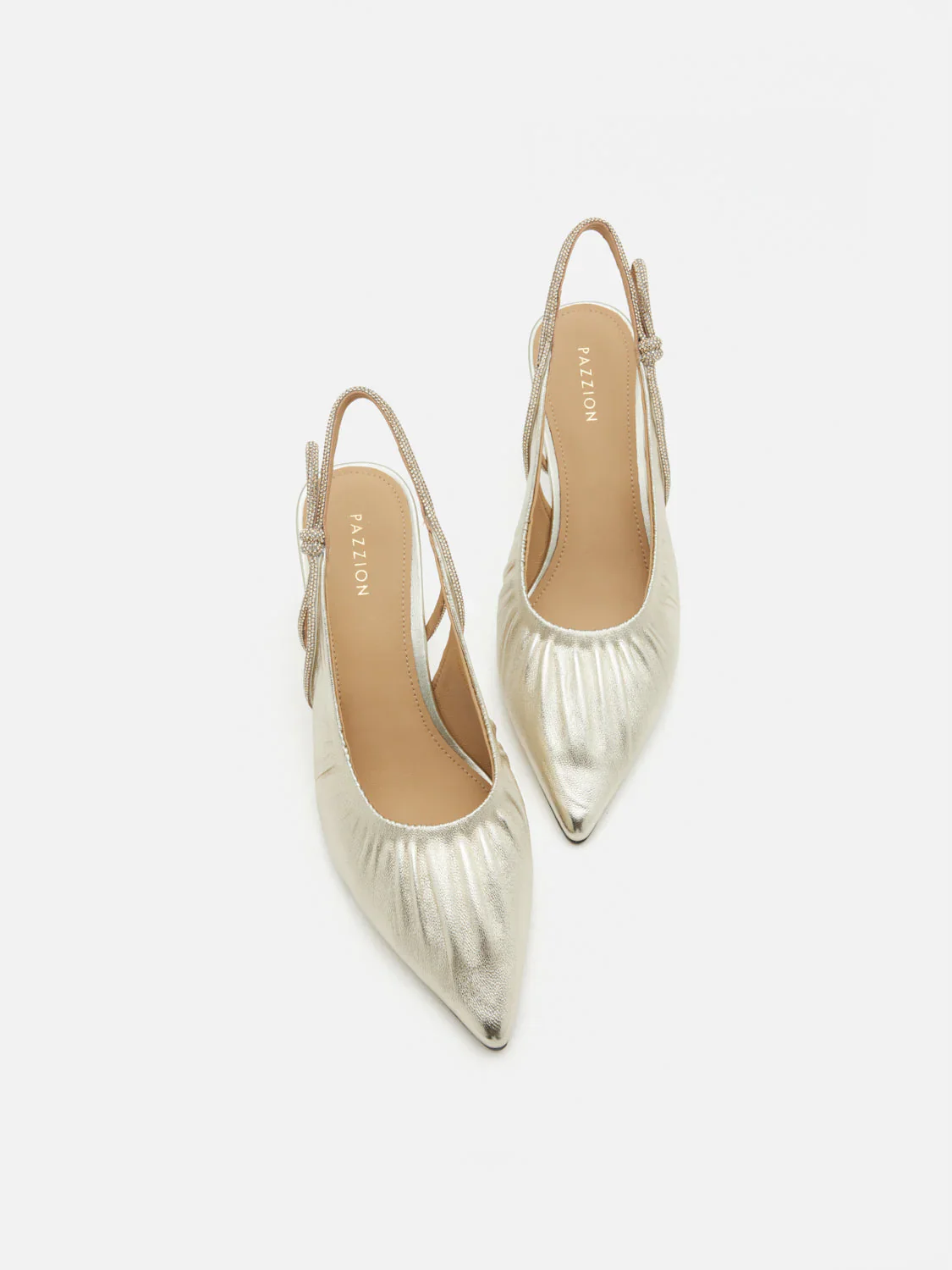 Natalia Ruched Crystal Slingback Heels - Image 6
