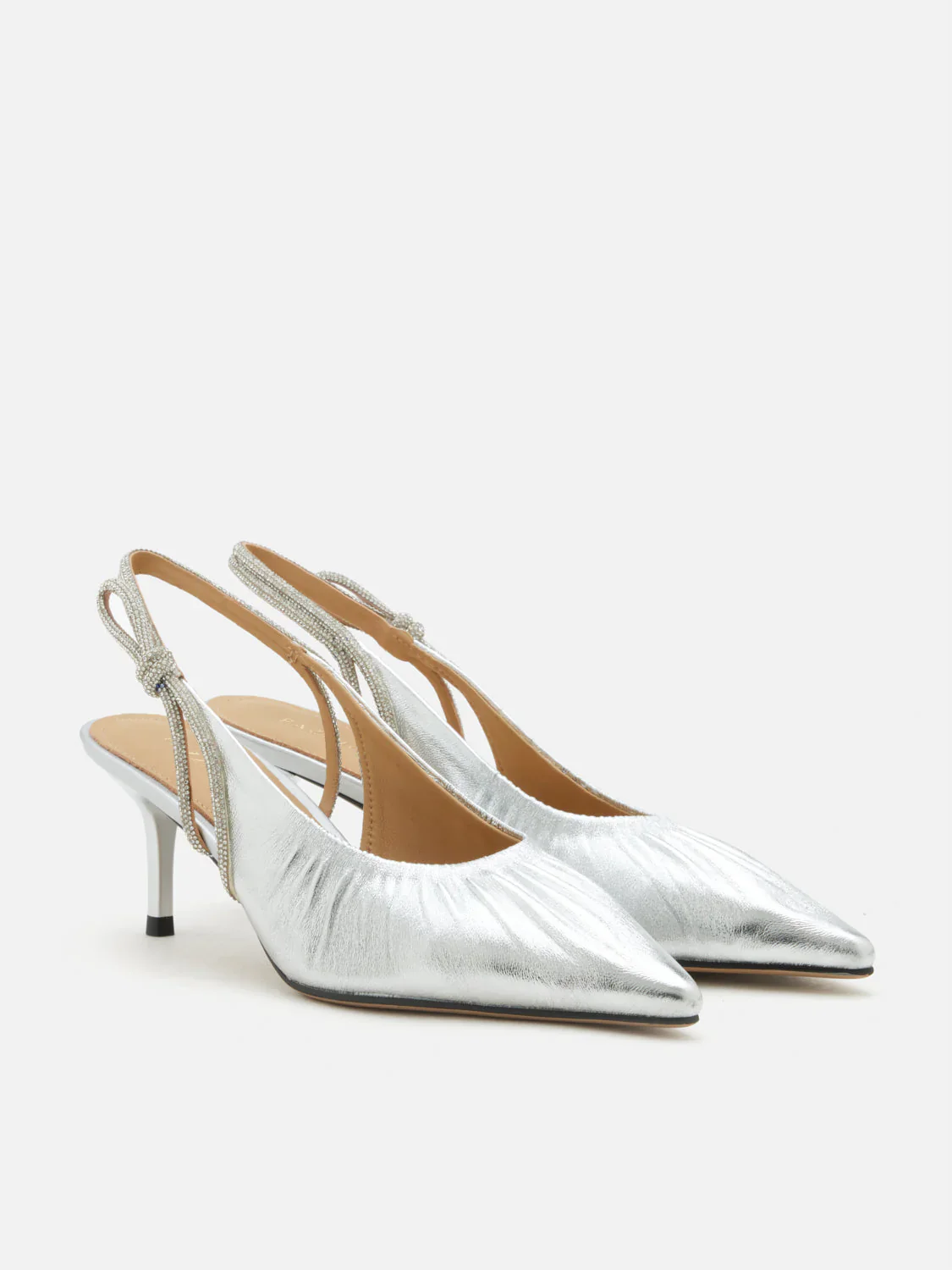 Natalia Ruched Crystal Slingback Heels - Image 9
