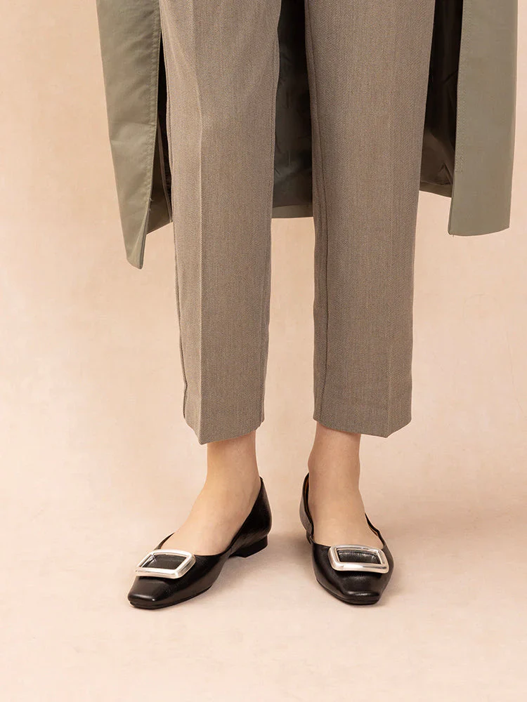 Daeva Silver Buckle Flats - Image 12