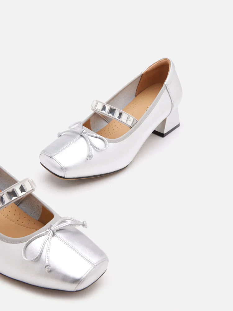 Billie Crystal-Embellished Bow Mary Jane Heels - Image 3