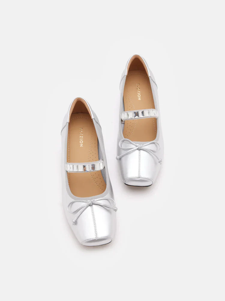 Billie Crystal-Embellished Bow Mary Jane Heels - Image 6