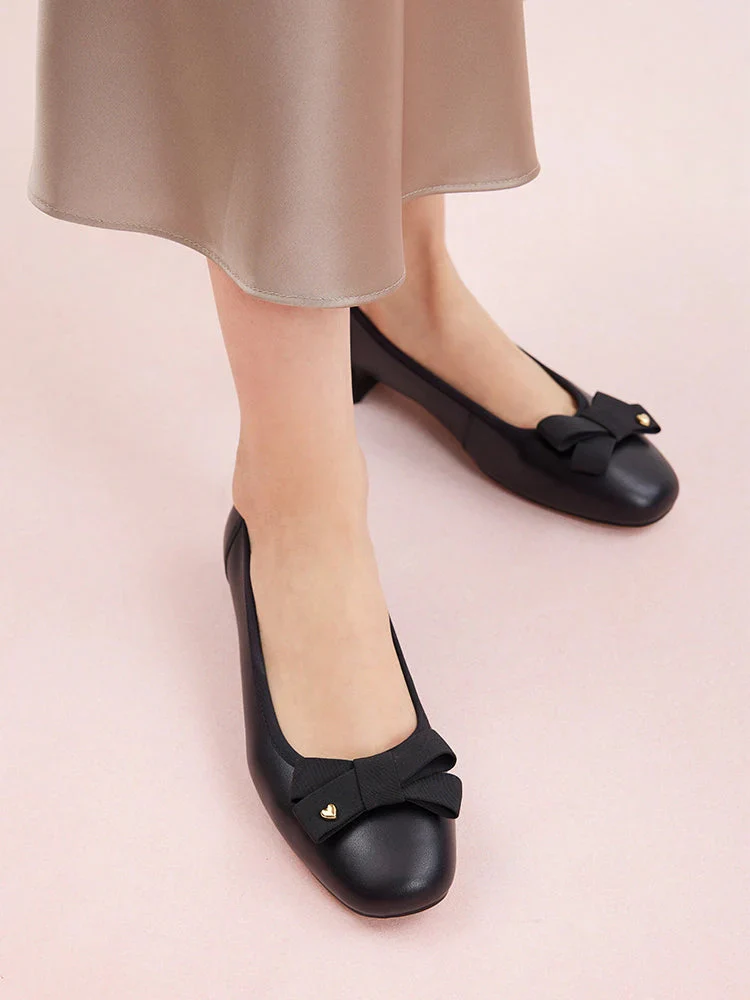 Aurea Two-Tone Bow Low Block Heels - Image 14