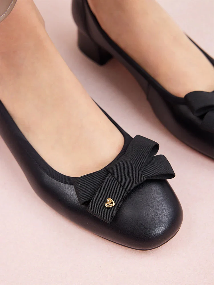 Aurea Two-Tone Bow Low Block Heels - Image 9