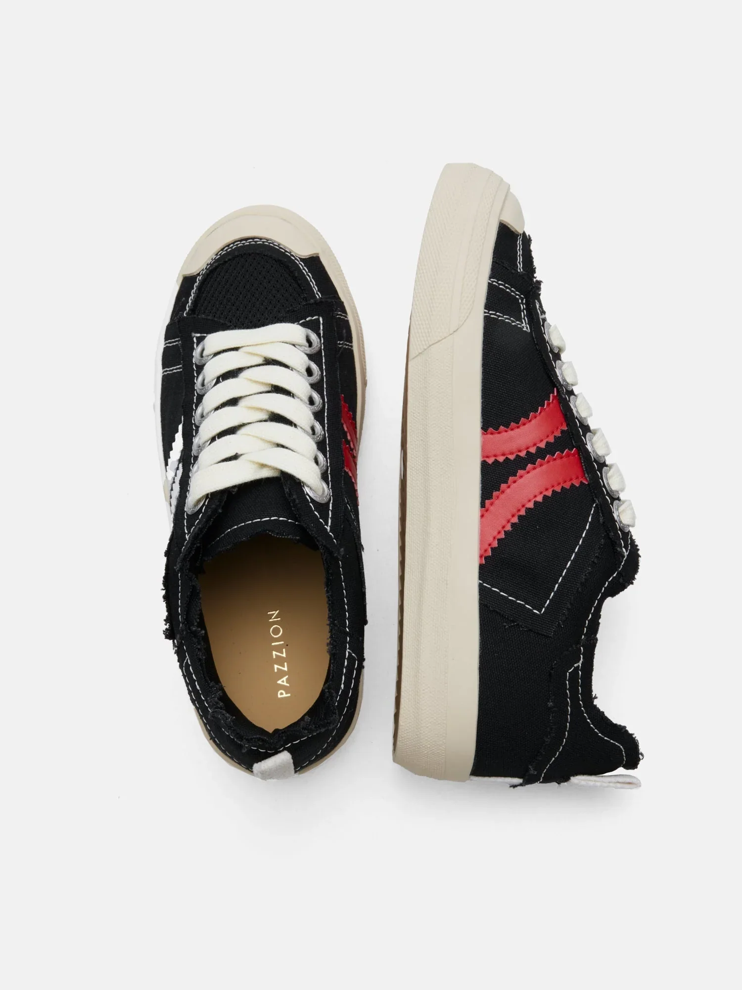 Claudi Asymmetric Stripe Frayed Sneakers - Image 10