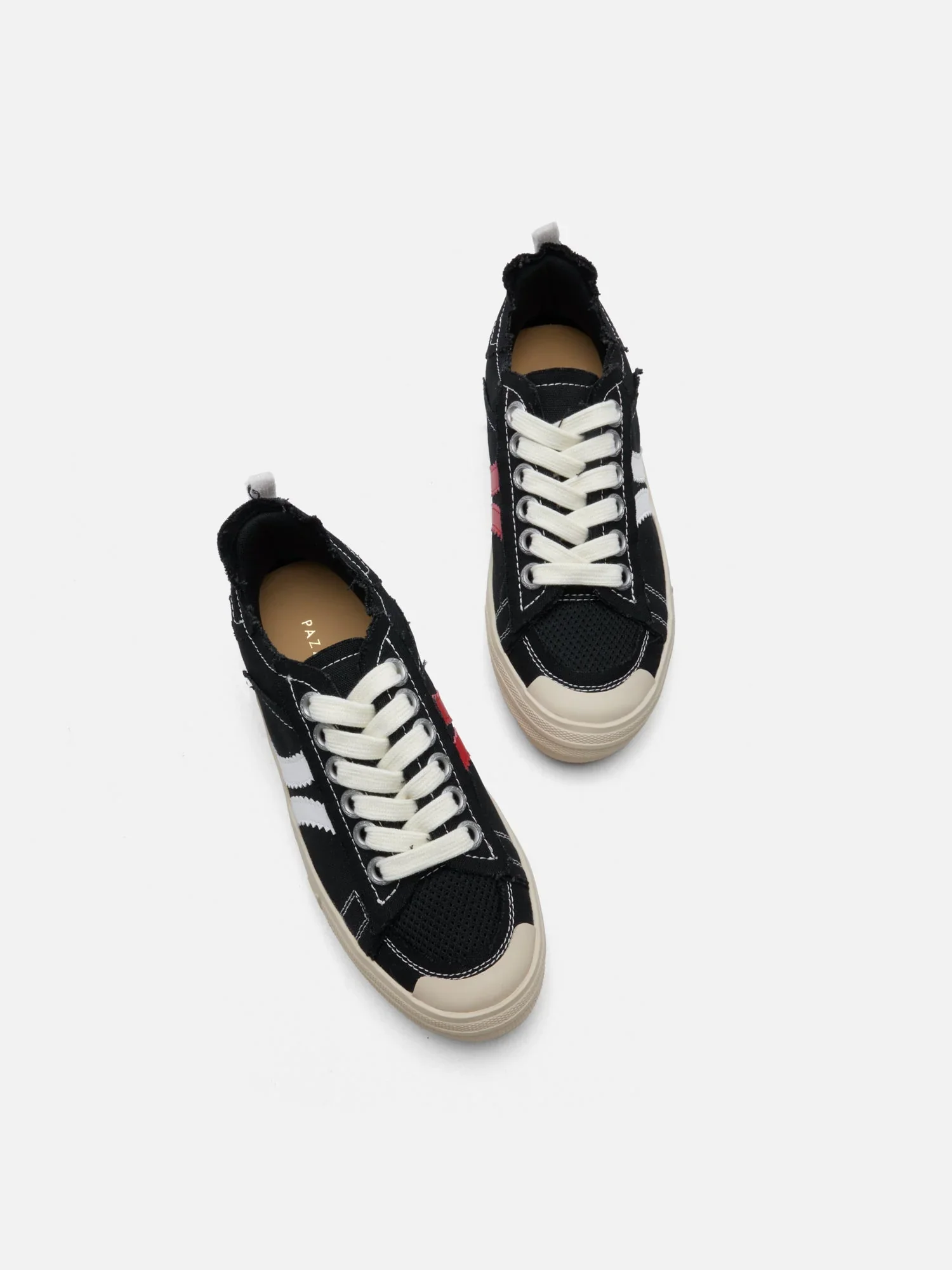 Claudi Asymmetric Stripe Frayed Sneakers - Image 13