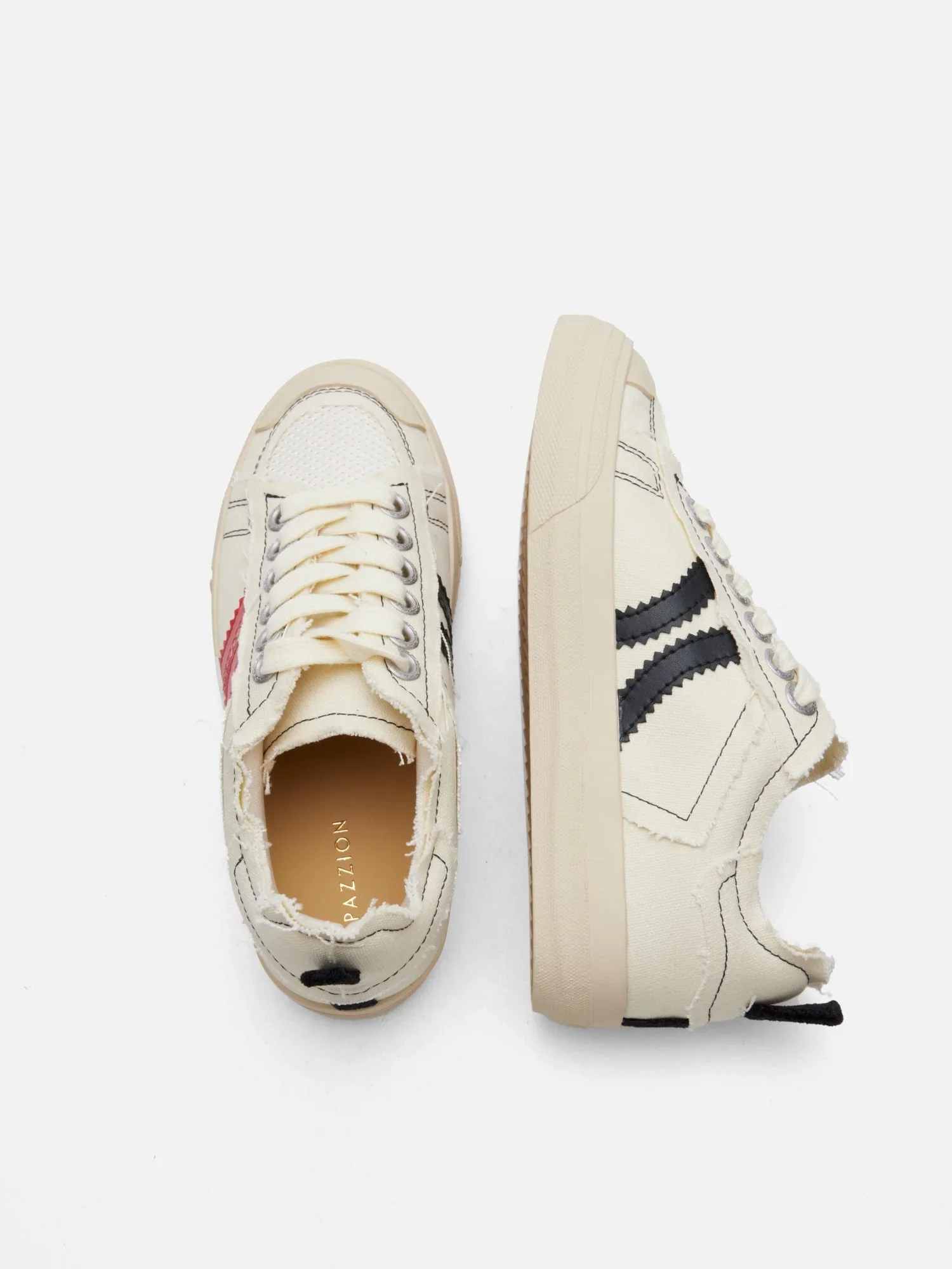 Claudi Asymmetric Stripe Frayed Sneakers - Image 3