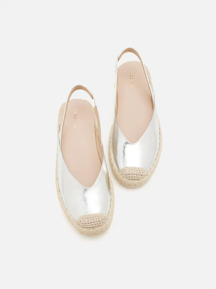 Danni Metallic Leather Slingback Espadrilles - Image 11