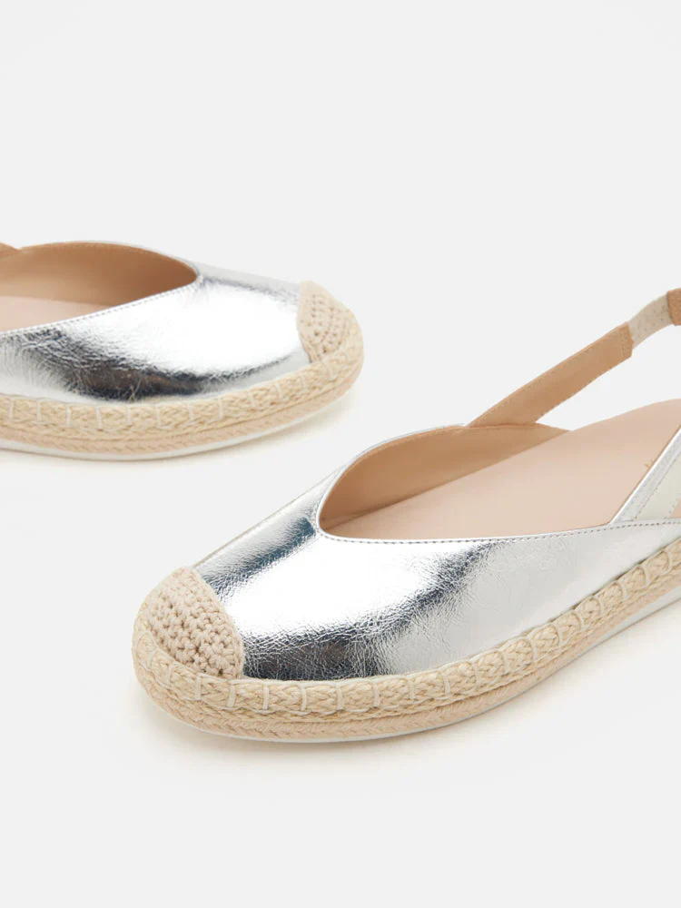 Danni Metallic Leather Slingback Espadrilles - Image 9