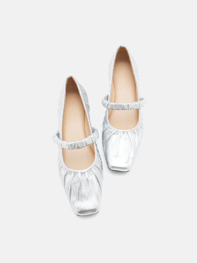 Vivianne Metallic Ruched Strap Flats - Image 13