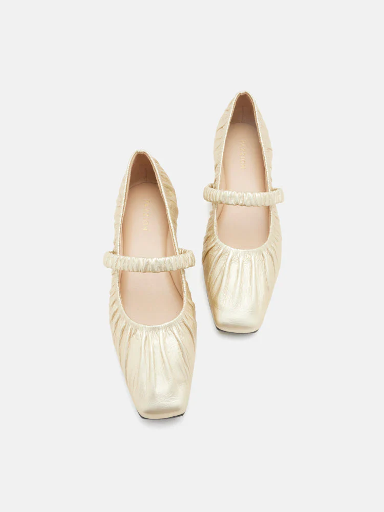 Vivianne Metallic Ruched Strap Flats - Image 6