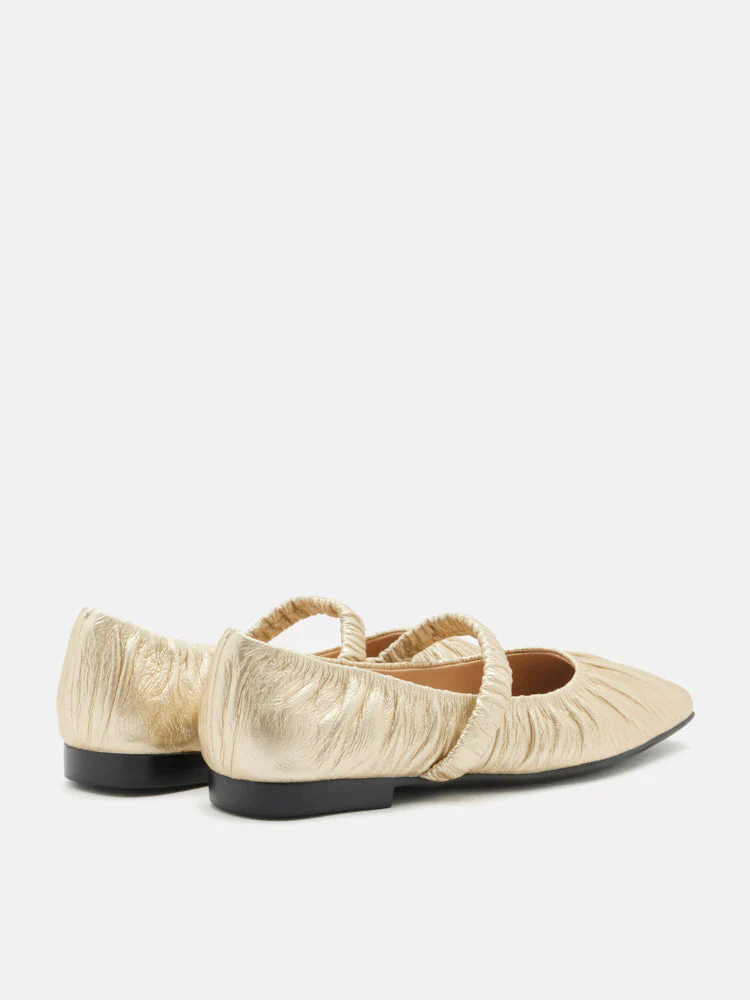 Vivianne Metallic Ruched Strap Flats - Image 7