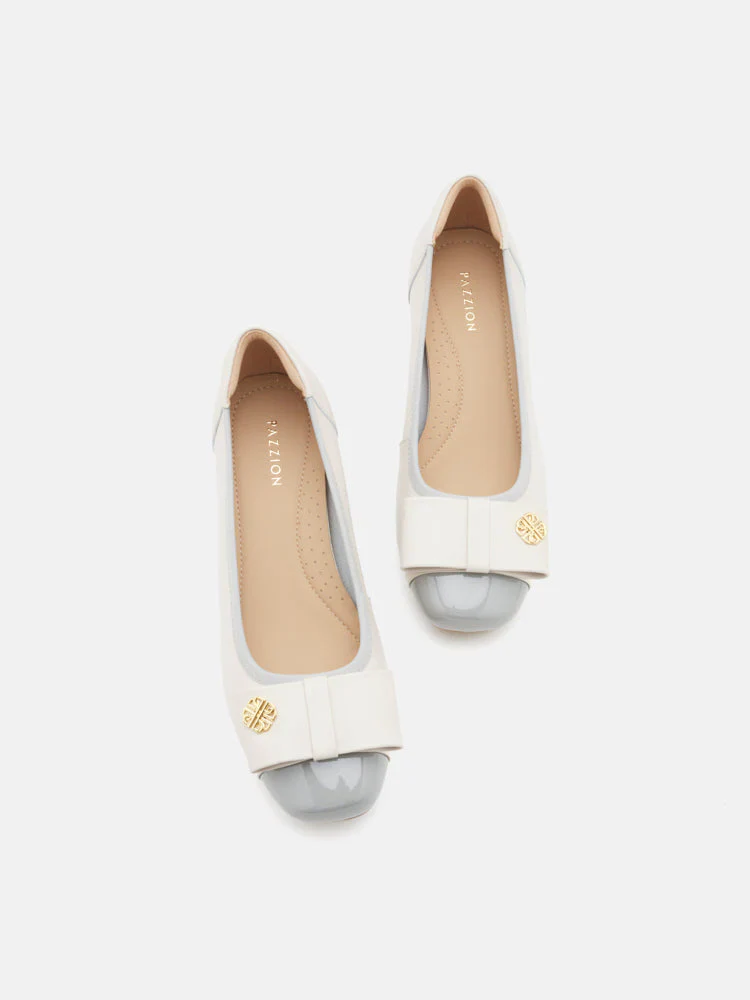 Leanna Leather Bow Low Block Heels - Image 13