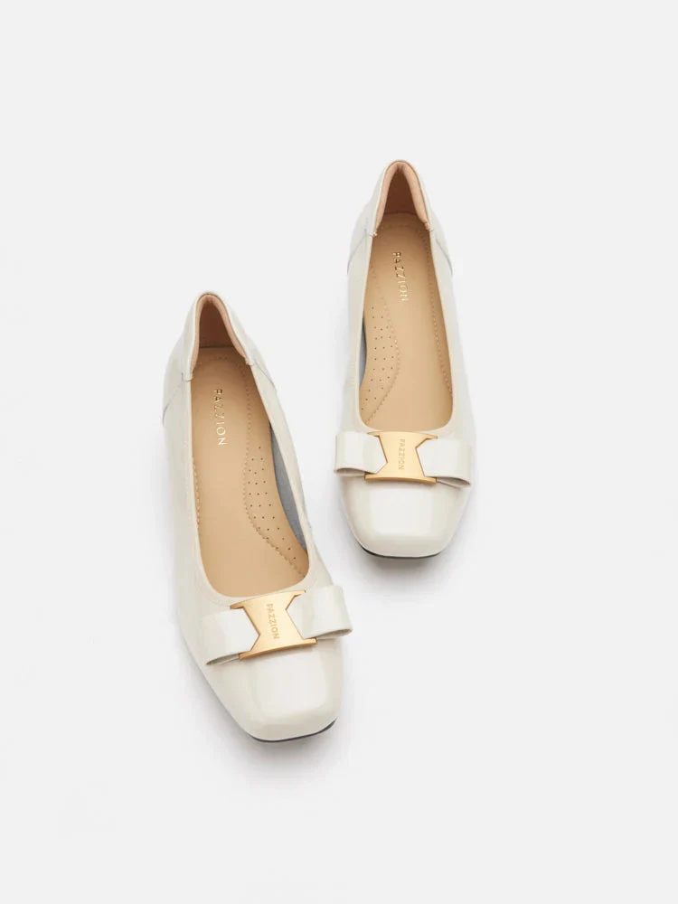 Jenn Metallic Bow Low Block Heels - Image 10