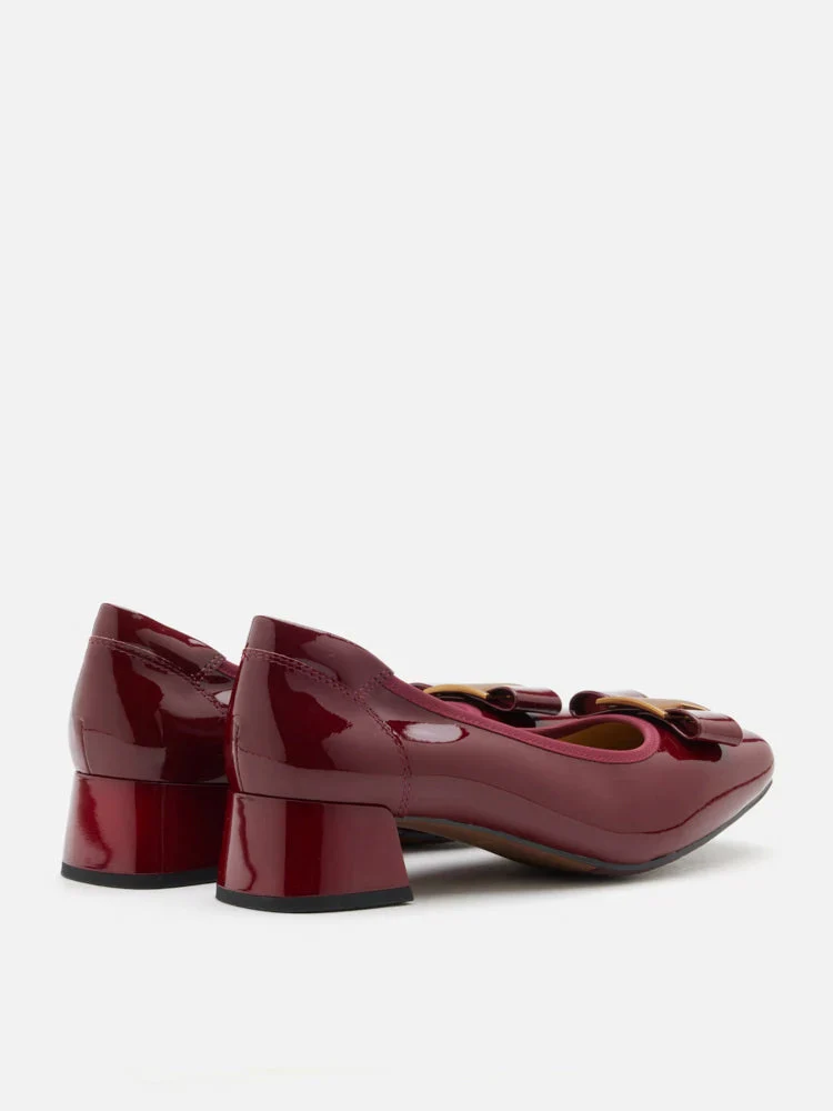 Jenn Metallic Bow Low Block Heels - Image 6