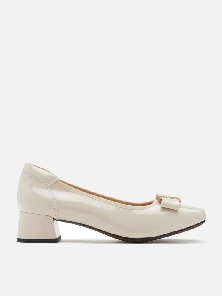 Jenn Metallic Bow Low Block Heels - Image 9