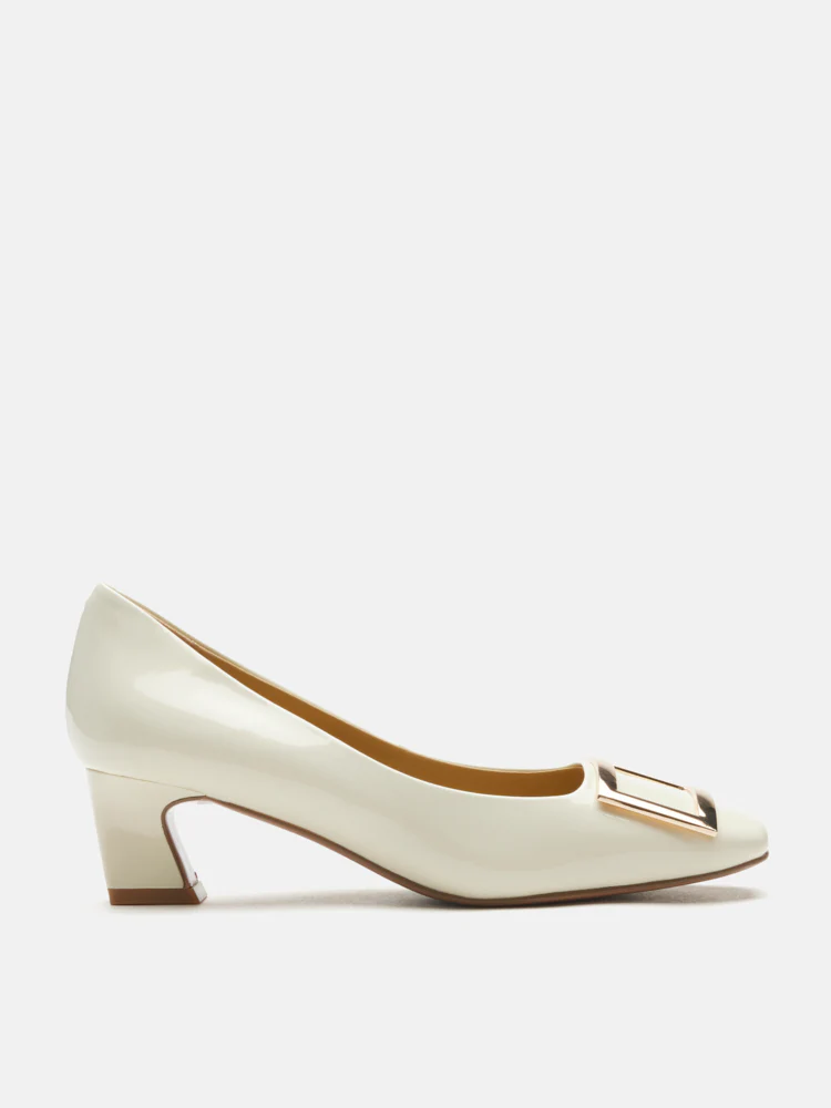 Yvette Buckle Square-Toe Pump Heels - Image 12