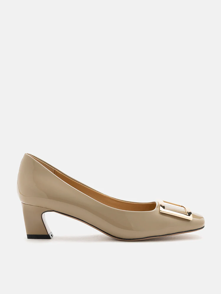Yvette Buckle Square-Toe Pump Heels - Image 5