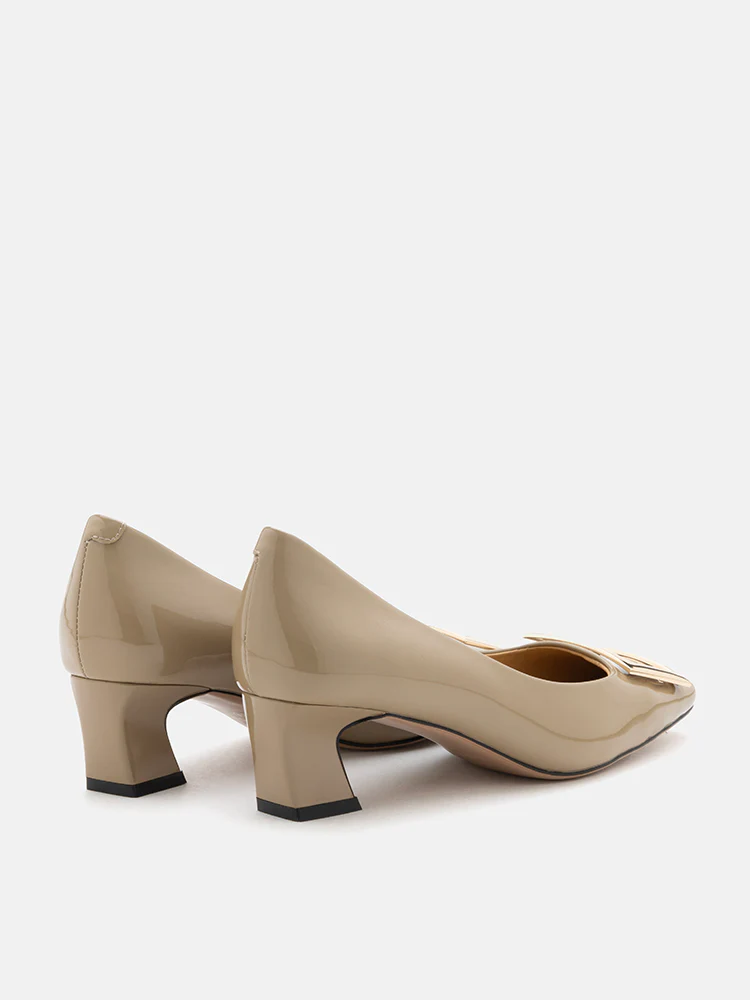 Yvette Buckle Square-Toe Pump Heels - Image 7