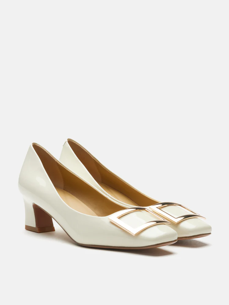 Yvette Buckle Square-Toe Pump Heels - Image 8