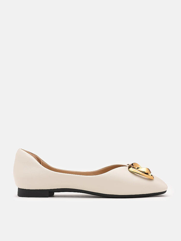 Kaori Gold Buckle Covered Flats - Image 3