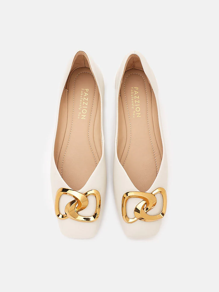 Kaori Gold Buckle Covered Flats - Image 5